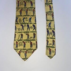 Alynn Neckwear Mens The Golf Lesson Silk Tie Yellow Novelty Sports Made in USA